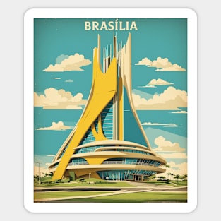 Brasilia Brazil Vintage Tourism Travel Poster Sticker